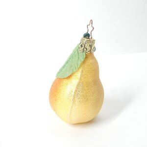 Pear Fruit Blown Glass Ornament Vintage Made in Germany 3"